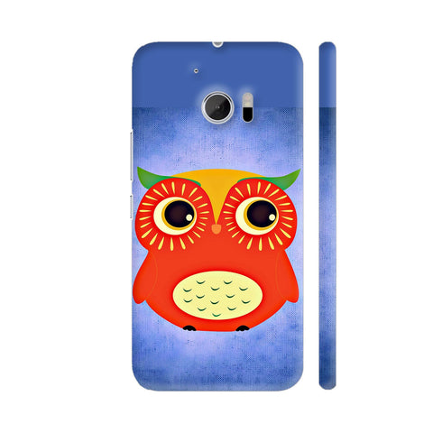 Funny Owl Bird On Blue HTC 10 / 10 Lifestyle Cover| Artist: WonderfulDreamPicture