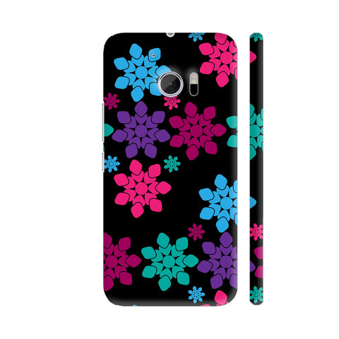Geometric Flower Shapes On Black HTC 10 / 10 Lifestyle Cover| Artist: Designer Chennai