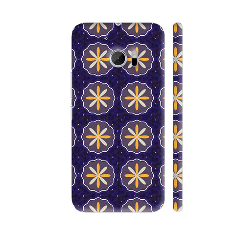 Geometric Stylized Flower On Blue HTC 10 / 10 Lifestyle Cover| Artist: Designer Chennai