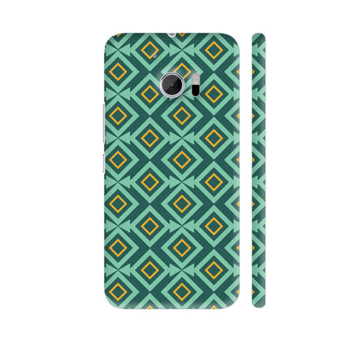 Geometric Turquoise Yellow Square Triangle Pattern HTC 10 / 10 Lifestyle Cover| Artist: Designer Chennai