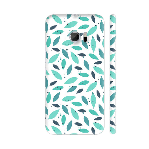 Green Blue Leaves On White Background HTC 10 / 10 Lifestyle Cover| Artist: Nehal