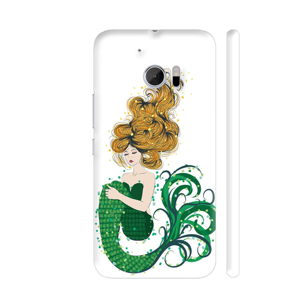 Green Mermaid On White HTC 10 / 10 Lifestyle Cover| Artist: Shefali Desai