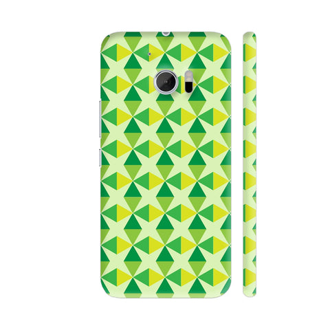 Green Yellow Triangles HTC 10 / 10 Lifestyle Cover| Artist: Designer Chennai