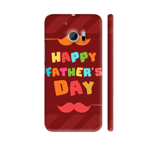 Happy Father's Day With Moustache In Red HTC 10 / 10 Lifestyle Cover| Artist: Designer Chennai