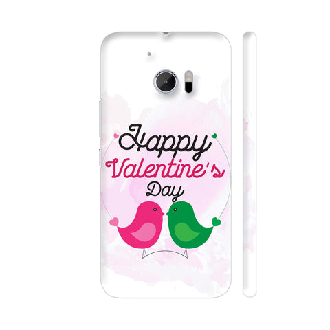 Happy Valentine's Day Green And Pink Birds HTC 10 / 10 Lifestyle Cover| Artist: Designer Chennai