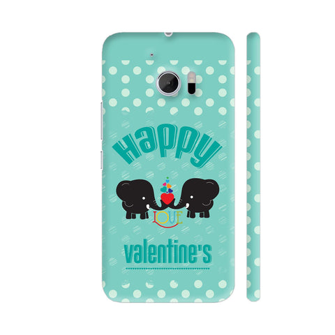 Happy Valentines With Two Black Elephants HTC 10 / 10 Lifestyle Cover| Artist: Designer Chennai