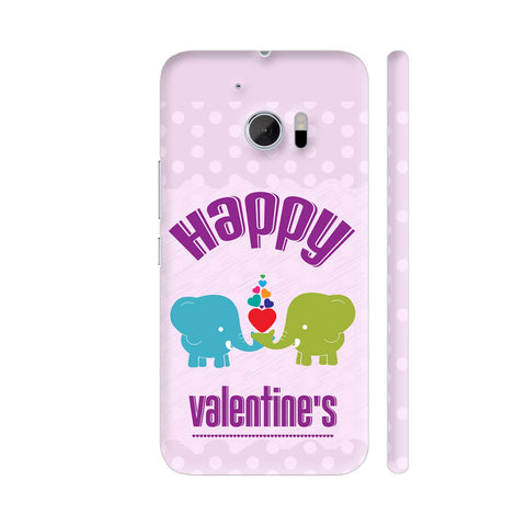 Happy Valentines With Two Elephants On Purple HTC 10 / 10 Lifestyle Cover| Artist: Designer Chennai