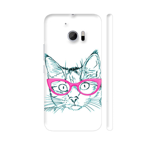 Hipster Cat With Pink Frame HTC 10 / 10 Lifestyle Cover| Artist: WonderfulDreamPicture