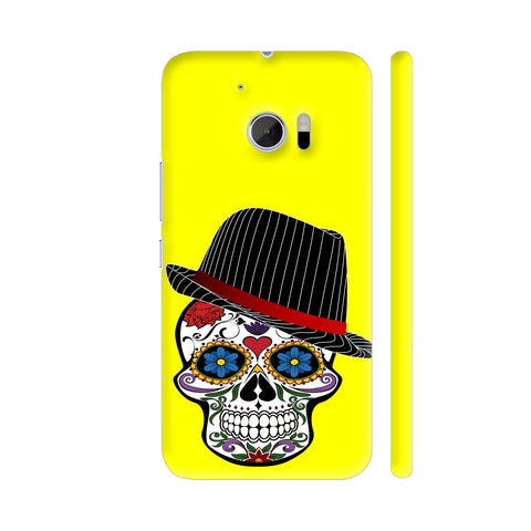 Hipster Modern Skull On Yellow HTC 10 / 10 Lifestyle Cover| Artist: WonderfulDreamPicture