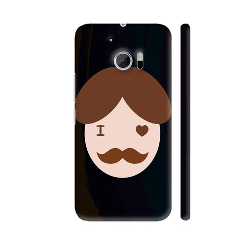 I Love Moustache On Black HTC 10 / 10 Lifestyle Cover| Artist: Designer Chennai