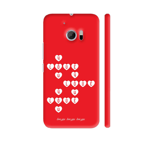 I Love You On Red HTC 10 / 10 Lifestyle Cover| Artist: Designer Chennai