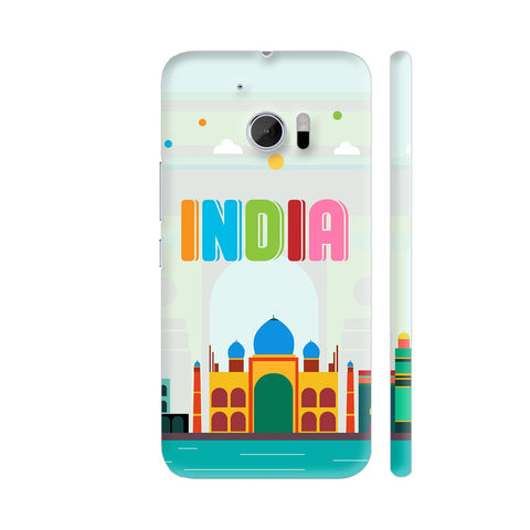 India Multicolor Monuments On Soft Green HTC 10 / 10 Lifestyle Cover| Artist: Designer Chennai
