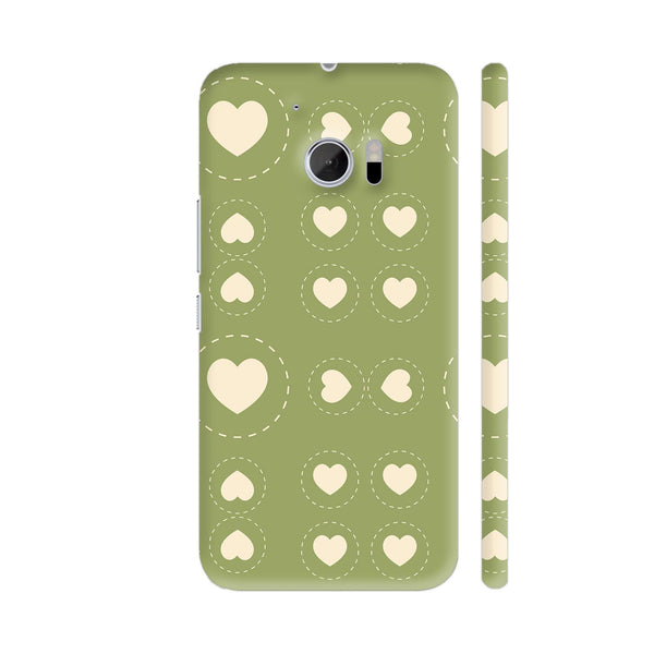 Light Green Hearts Pattern HTC 10 / 10 Lifestyle Cover| Artist: Designer Chennai