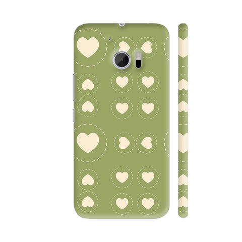 Light Green Hearts Pattern HTC 10 / 10 Lifestyle Cover| Artist: Designer Chennai