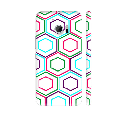Multicolor Hexagon Pattern On White HTC 10 / 10 Lifestyle Cover| Artist: Avani