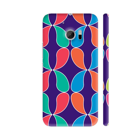 Multicolor Seamless Leaves On Blue HTC 10 / 10 Lifestyle Cover| Artist: Designer Chennai
