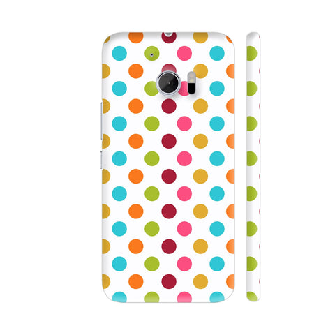 Multicolored Polka Dots On White HTC 10 / 10 Lifestyle Cover| Artist: Designer Chennai