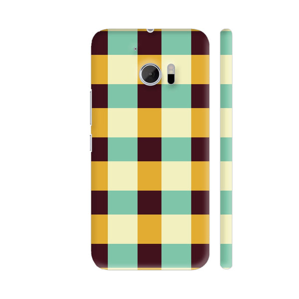 Mustard Green Square Tiles Pattern HTC 10 / 10 Lifestyle Cover| Artist: Designer Chennai