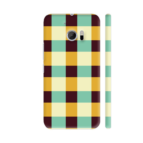 Mustard Green Square Tiles Pattern HTC 10 / 10 Lifestyle Cover| Artist: Designer Chennai