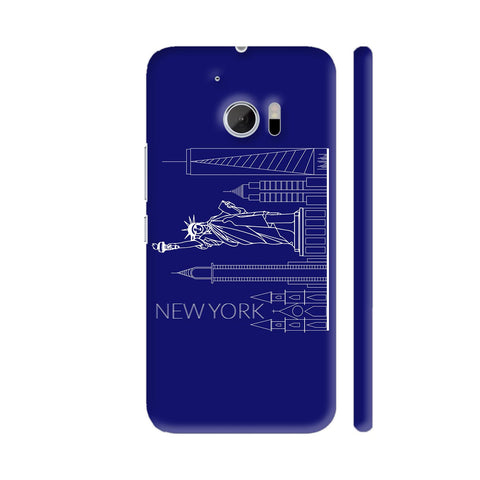 New York Line Art In Blue HTC 10 / 10 Lifestyle Cover| Artist: Designer Chennai