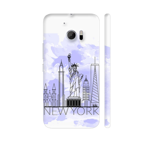 New York Line Art On Watercolors HTC 10 / 10 Lifestyle Cover| Artist: Designer Chennai