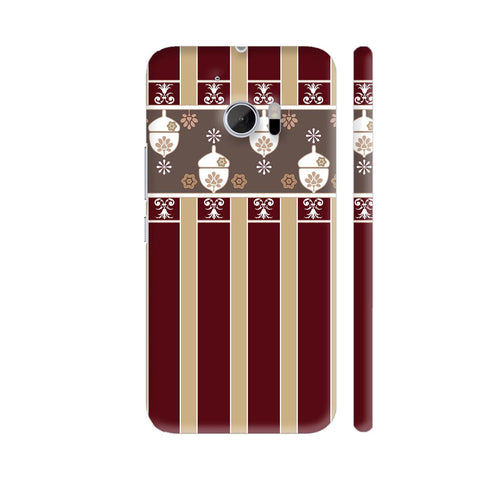 Oak Red Beige Lined Decorative Design HTC 10 / 10 Lifestyle Cover| Artist: Looly Elzayat