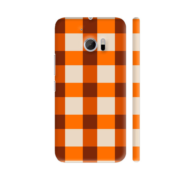 Orange Small Square Tiles Pattern HTC 10 / 10 Lifestyle Cover| Artist: Designer Chennai