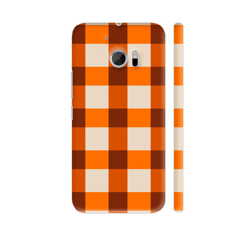 Orange Small Square Tiles Pattern HTC 10 / 10 Lifestyle Cover| Artist: Designer Chennai