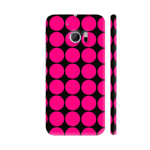 Pink Circles Pattern On Black HTC 10 / 10 Lifestyle Cover| Artist: Avani