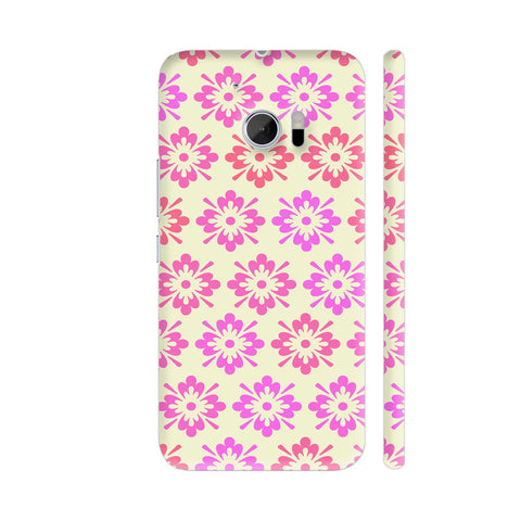 Pink Flower Pattern On Cream Color HTC 10 / 10 Lifestyle Cover| Artist: Avani
