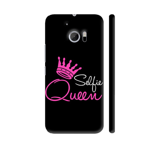 Pink Selfie Queen On Black HTC 10 / 10 Lifestyle Cover| Artist: Designer Chennai