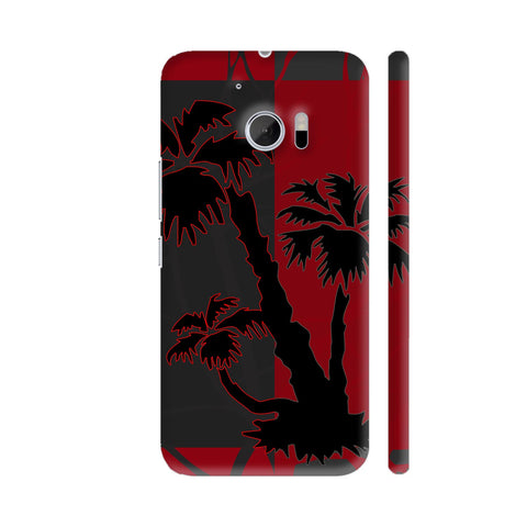Red And Grey Silhouette Palm Tree HTC 10 / 10 Lifestyle Cover| Artist: Looly Elzayat