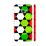 Red Green White Hexagonal Blocks Pattern HTC 10 / 10 Lifestyle Cover| Artist: Sangeetha