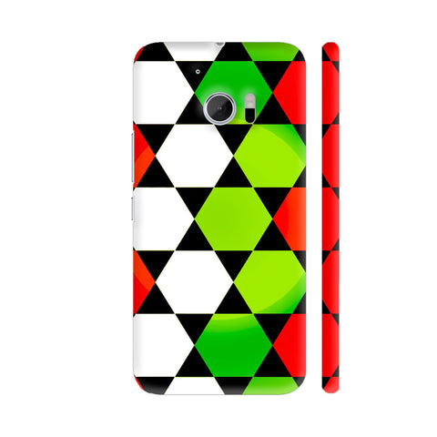 Red Green White Hexagonal Blocks Pattern HTC 10 / 10 Lifestyle Cover| Artist: Sangeetha