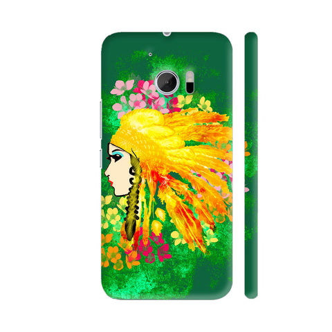 Red Indian Girl On Green HTC 10 / 10 Lifestyle Cover| Artist: Sangeetha