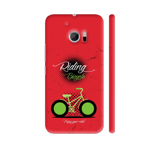 Riding Bicycle On Red HTC 10 / 10 Lifestyle Cover| Artist: Designer Chennai
