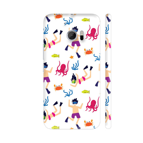 Scuba Divers And Sea Animals HTC 10 / 10 Lifestyle Cover| Artist: Abhinav