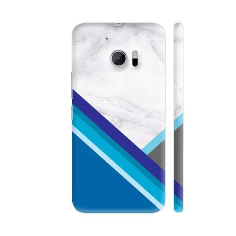 Shades Of Blue On White Marble HTC 10 / 10 Lifestyle Cover| Artist: Dolly P
