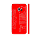 Singapore Line Art On Red HTC 10 / 10 Lifestyle Cover| Artist: Designer Chennai