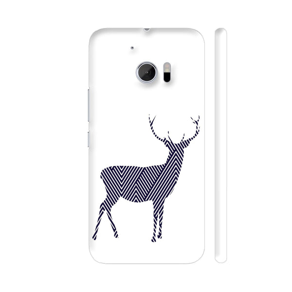 Striped Reindeer On White HTC 10 / 10 Lifestyle Cover| Artist: Adeela Abdul Razak
