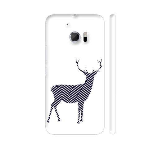 Striped Reindeer On White HTC 10 / 10 Lifestyle Cover| Artist: Adeela Abdul Razak