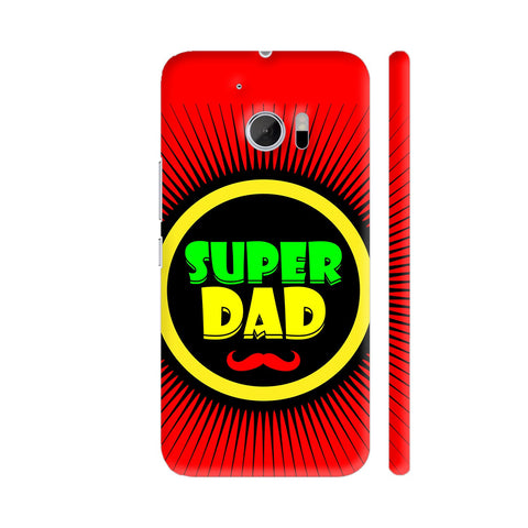 Super Dad With Moustache On Red HTC 10 / 10 Lifestyle Cover| Artist: Designer Chennai