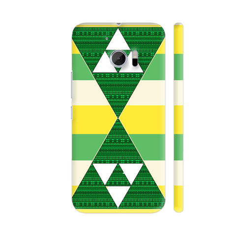 Triangles On Cool Pattern Yellow Green HTC 10 / 10 Lifestyle Cover| Artist: Sangeetha