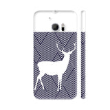 White Reindeer On Diagonal Stripes HTC 10 / 10 Lifestyle Cover| Artist: Adeela Abdul Razak
