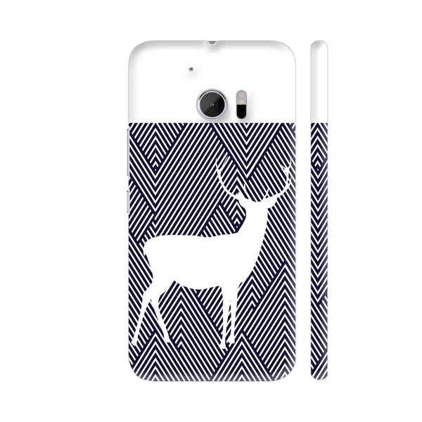 White Reindeer On Diagonal Stripes HTC 10 / 10 Lifestyle Cover| Artist: Adeela Abdul Razak