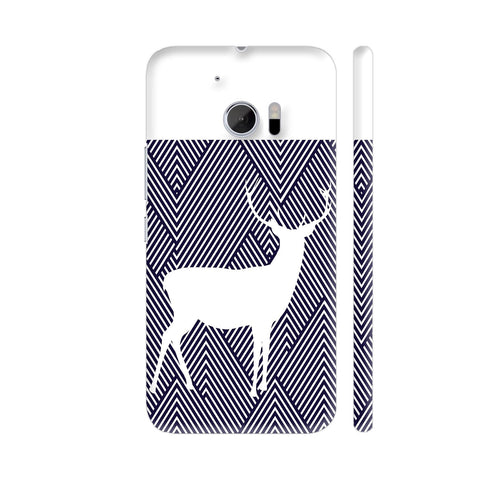 White Reindeer On Diagonal Stripes HTC 10 / 10 Lifestyle Cover| Artist: Adeela Abdul Razak