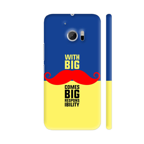 With Big Moustache Comes Big Responsibility In Blue Yellow HTC 10 / 10 Lifestyle Cover| Artist: Designer Chennai