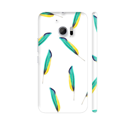Yellow Green Feathers Pattern HTC 10 / 10 Lifestyle Cover| Artist: Adeela Abdul Razak
