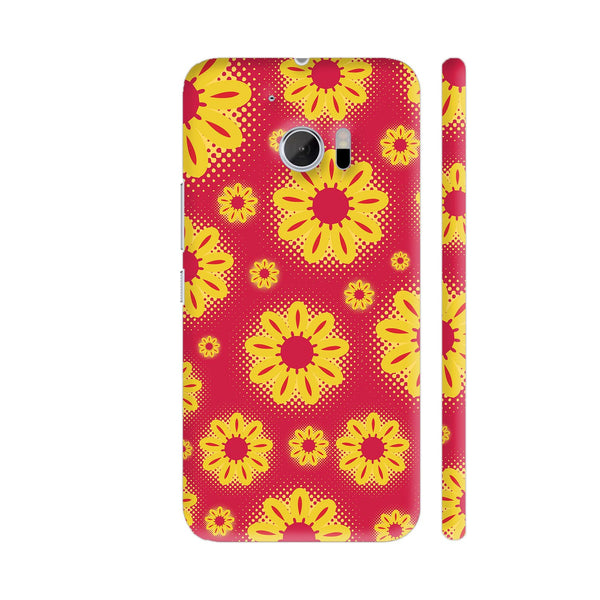 Yellow Sunflower On Red Pattern HTC 10 / 10 Lifestyle Cover| Artist: Designer Chennai