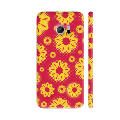 Yellow Sunflower On Red Pattern HTC 10 / 10 Lifestyle Cover| Artist: Designer Chennai